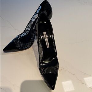 Manolo Blahnik Black Lace Heels